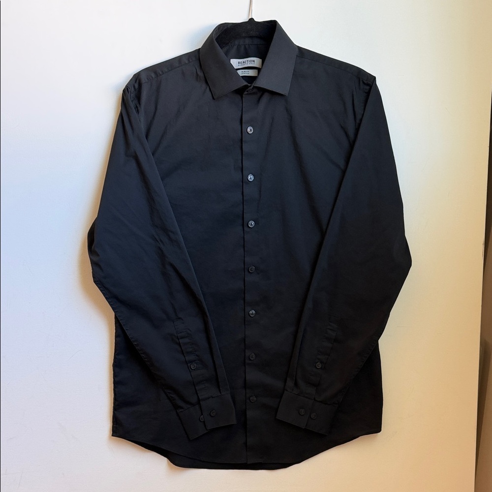 Reaction Kenneth Cole Black Slim Fit Stretch Dress Shirt | Medium 15 32/33